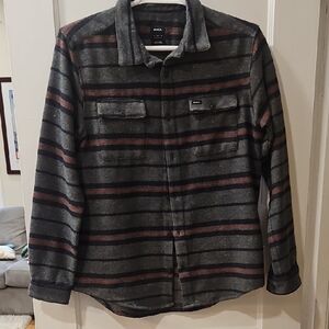 RVCA Charcoal and Burgundy Striped Shirt